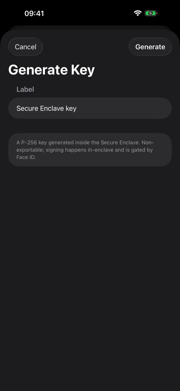 dotMux Secure Enclave key management on iPhone.